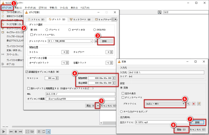 DVDの音声をPCに取り込む VLC