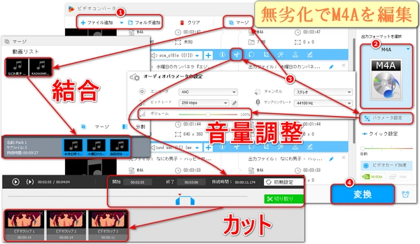 M4Aファイル編集ソフトおすすめ「無劣化」