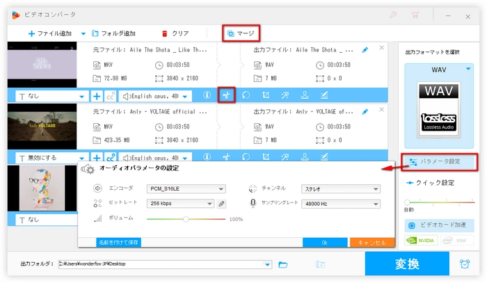 MKVをWAVに変換・MKVからWAVを抽出すると同時に編集・パラメータを調整