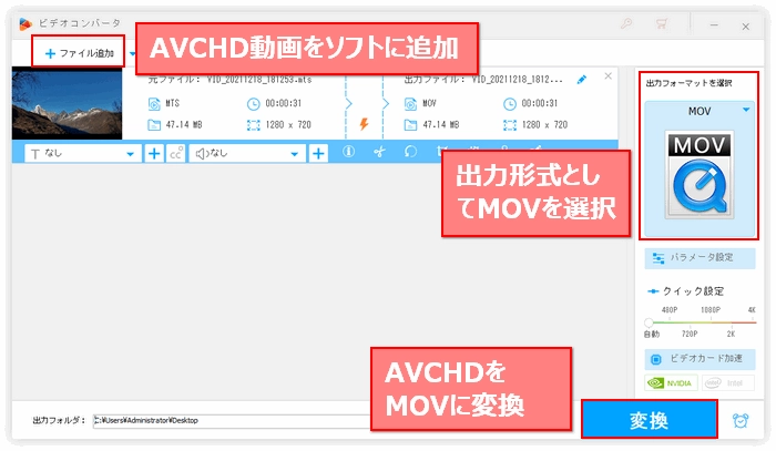 AVCHDをMOVに変換