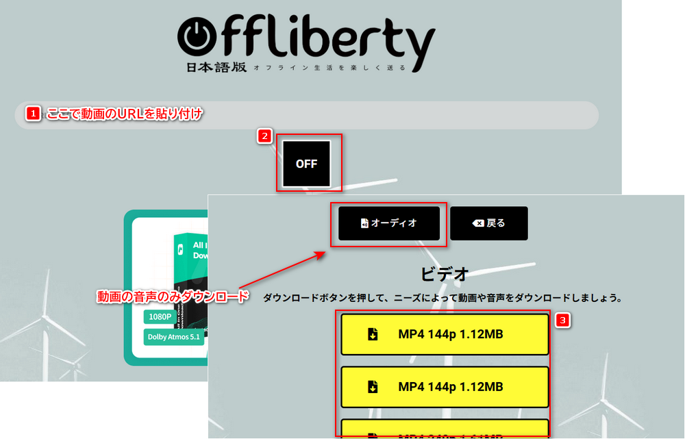 Offlibertyで動画ダウンロード