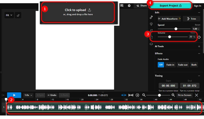動画の音量を上げるサイト４． Kapwing