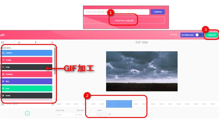 MP4 GIF変換サイト７．Gifs