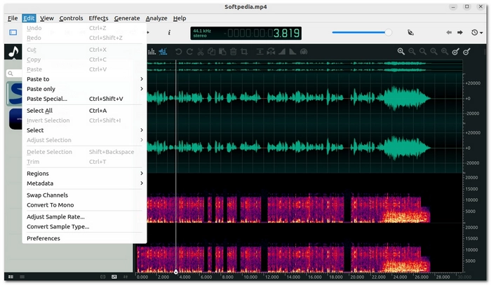 PCM録音で録音した音声データを編集 ocenaudio