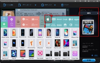 出力形式を選択（iPhoneでMPGを再生するために）