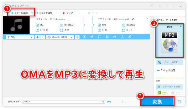 OMAをMP3などに変換してから再生