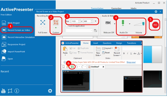 Windows11画面の指定範囲を録画する方法２．ActivePresenter