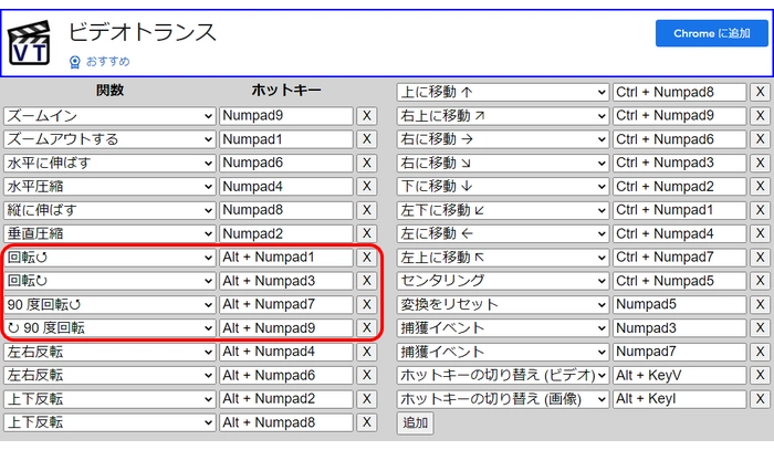 Chrome拡張機能：ビデオトランス