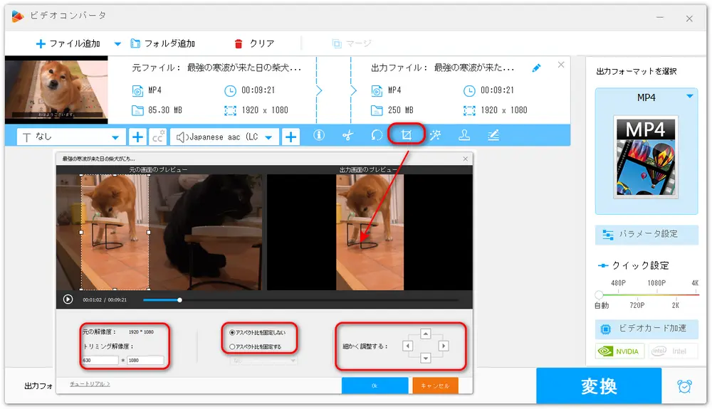 動画をクロップ