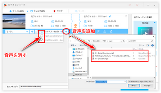 動画に音声を追加/音声を消す