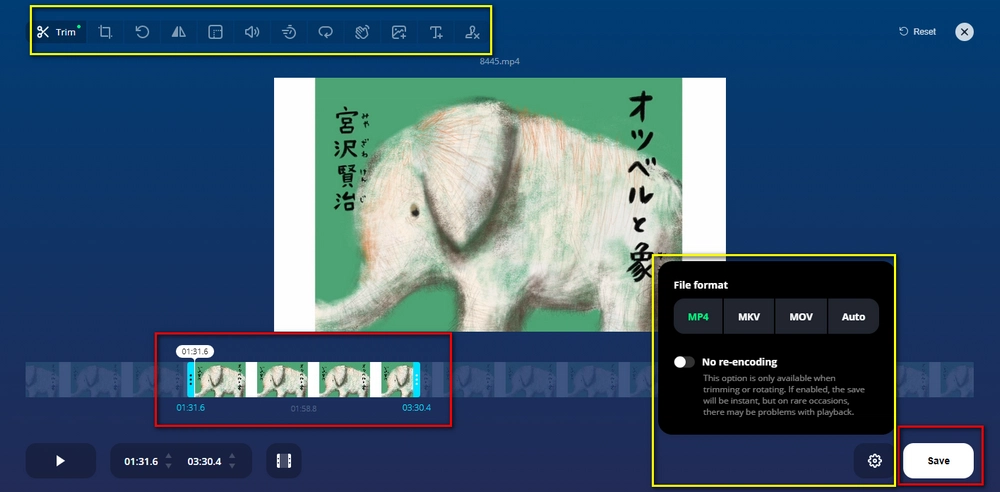 動画カット/分割/切り取り方法（Windows10）サイトで分割