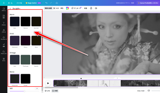 動画にフィルターをかける Canva