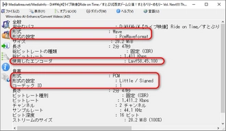 WAVファイルのフォーマットを確認 MediaInfo