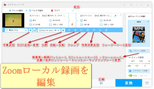 Zoomローカルレコーディング機能で録画した動画を編集「簡単」