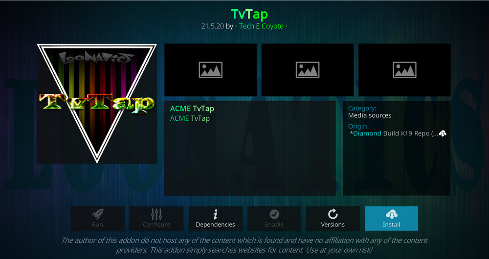 Install Kodi 7 of 9 Live TV (TVTap)addon