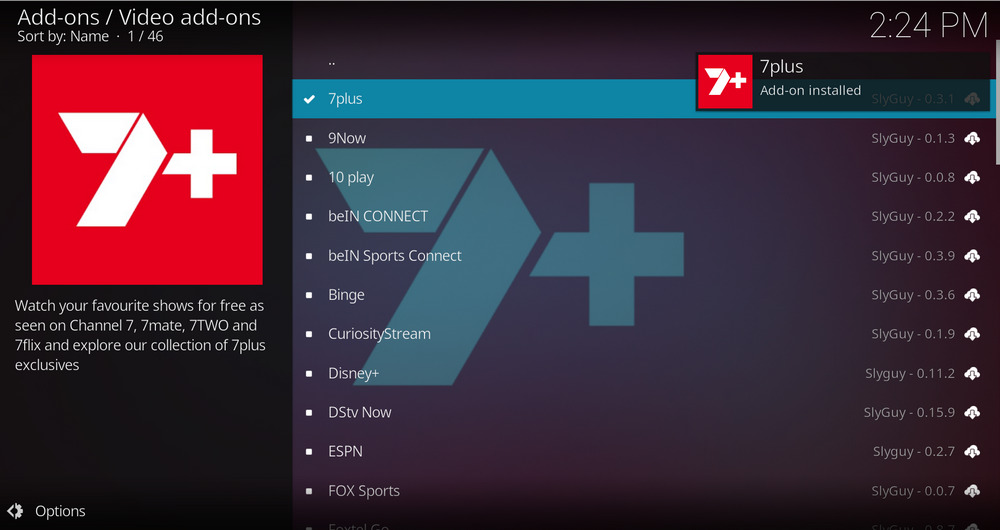 7Plus addon installed