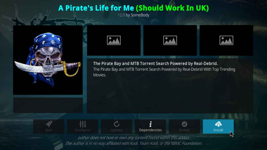 Install Kodi A Pirate's Life for Me addon