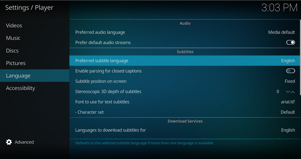 Choose language to download subtitles