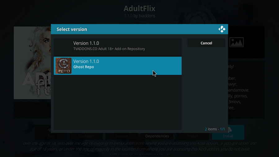 Install the Ghost version of AdultFlix