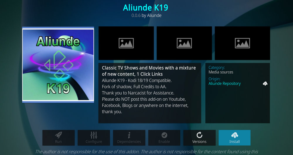 Install Kodi Aliunde addon