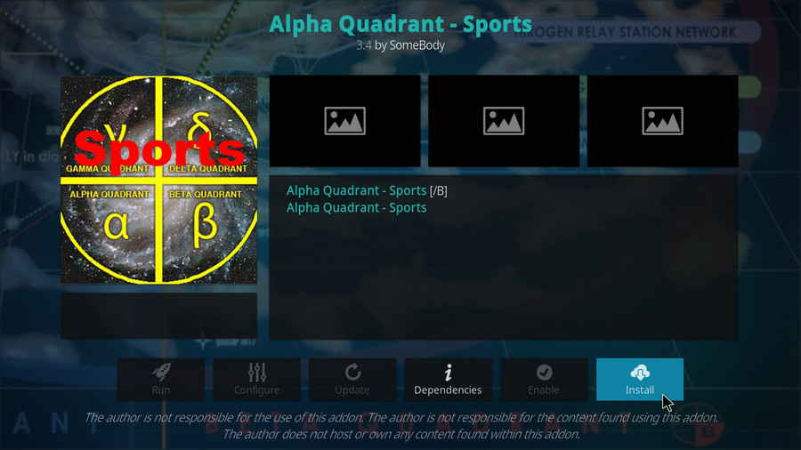 Install Kodi Alpha Quadrant addon