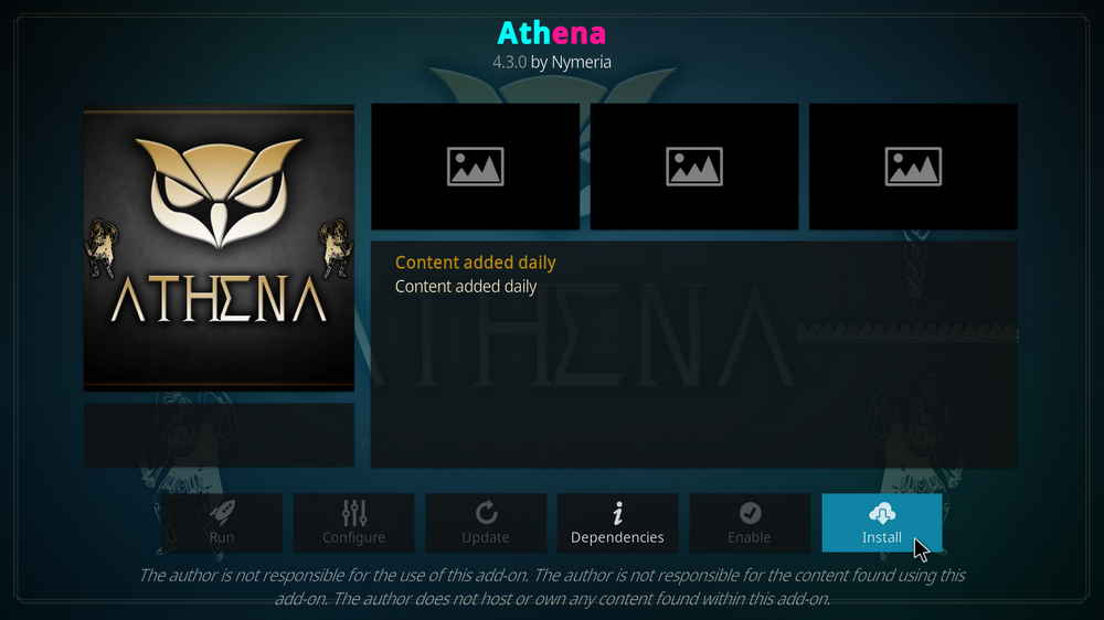 Install Kodi Athena addon