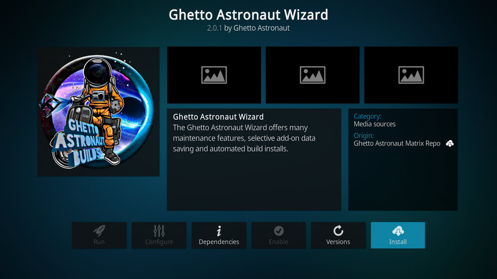 Install Kodi Ghetto Astronaut Matrix Wizard addon