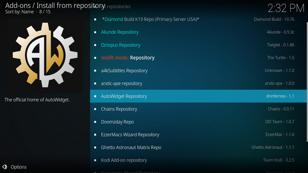 Select AutoWidget Repository