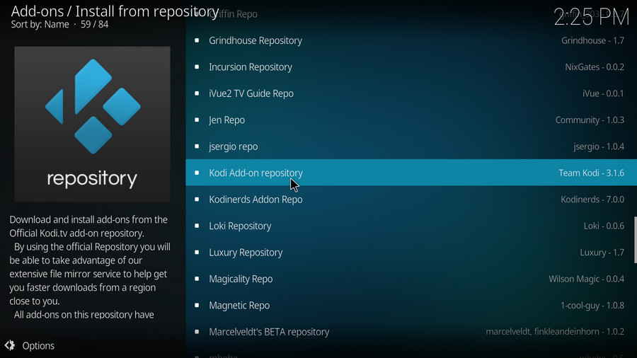 Click on Kodi Add-on repository