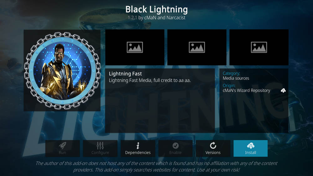 Install Kodi Black Lightning addon