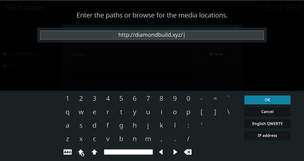 Enter the path of media location