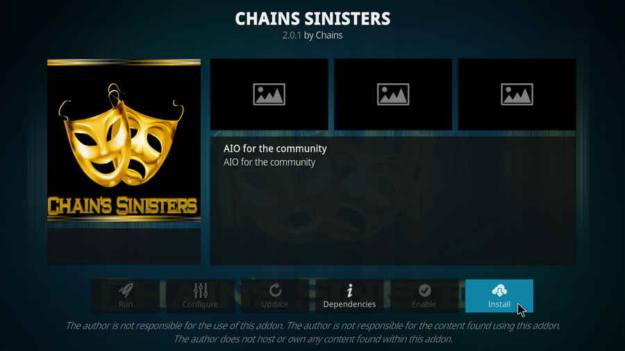 Install Chains Sinisters addon on Kodi