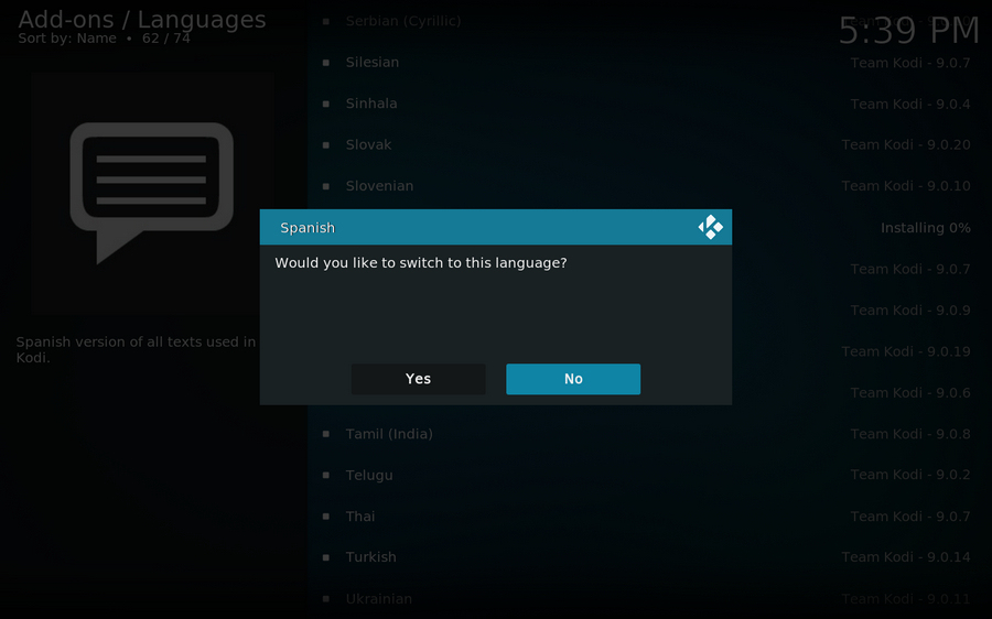 Kodi Change Language