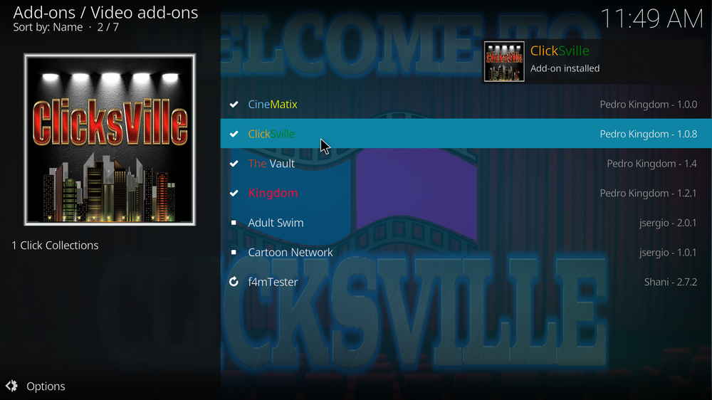 ClickSville addon installed