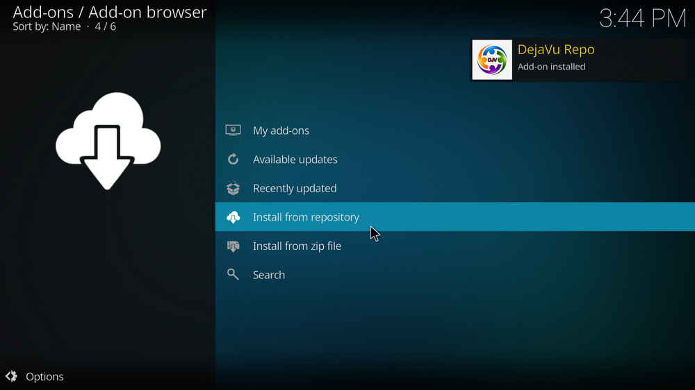 DejaVu Repo Add-on installed