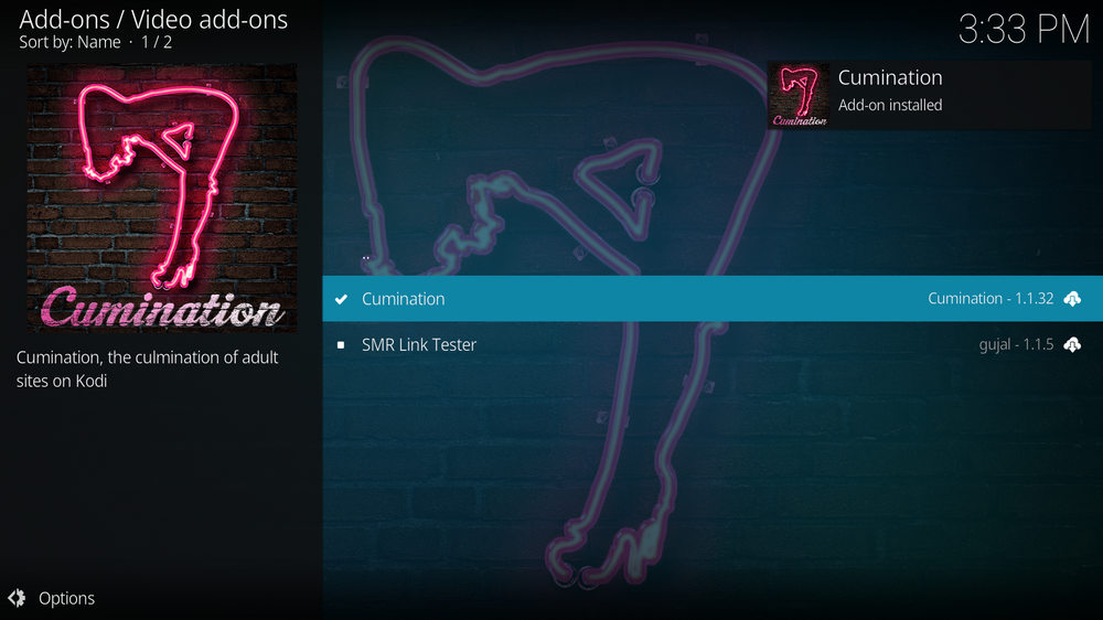 Cumination addon installed