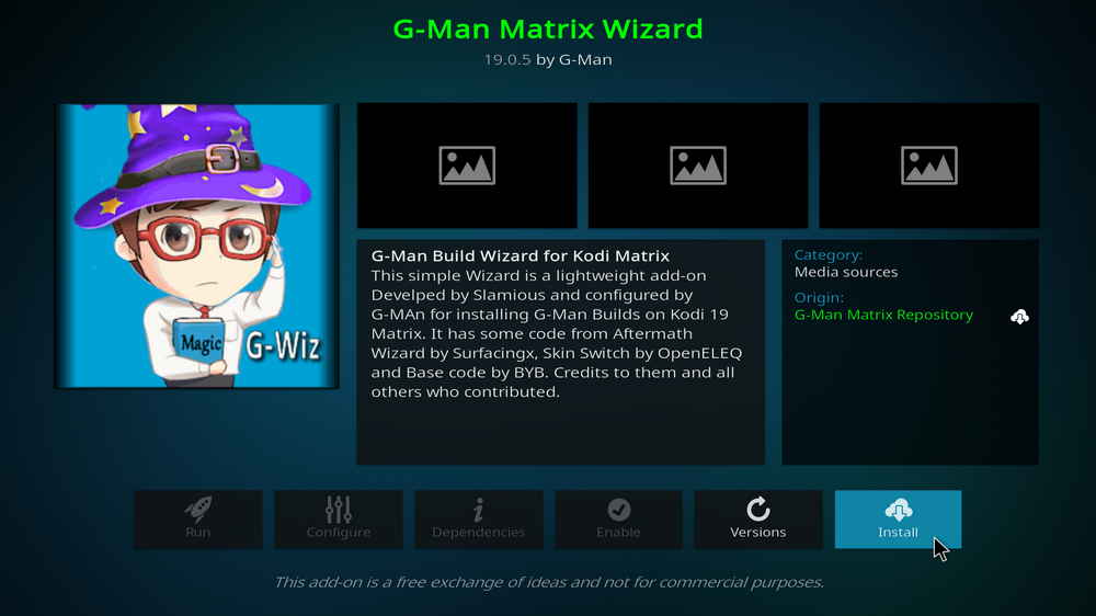 Install G-Man Matrix Wizard addon