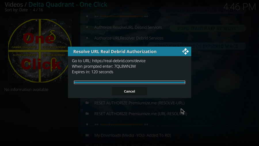 Authorization code generated