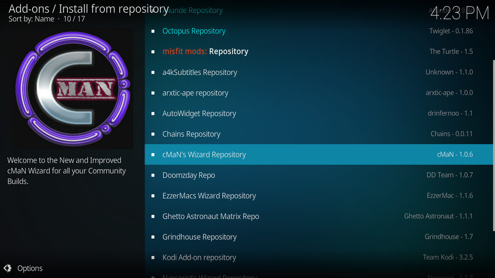 Select cMaN's Wizard Repository