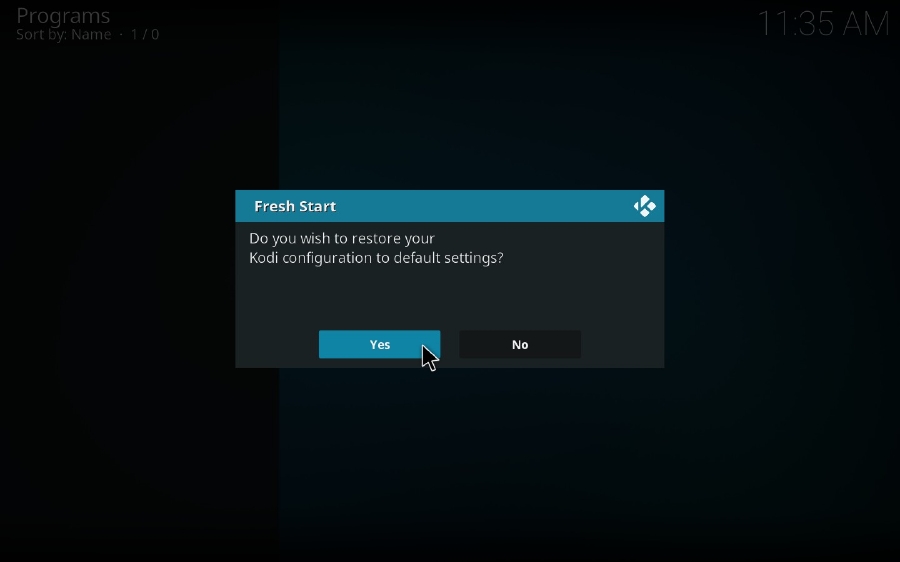 Restore Kodi Configuration to Default Settings