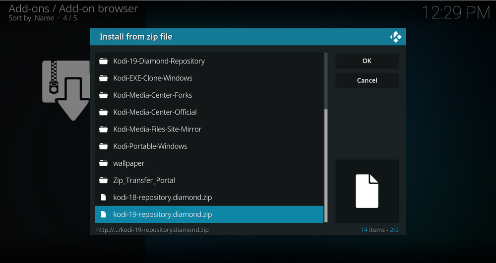 Select the .zip file within