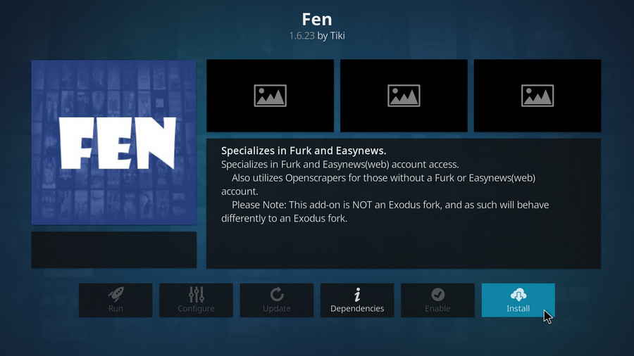 Install Kodi Fen addon