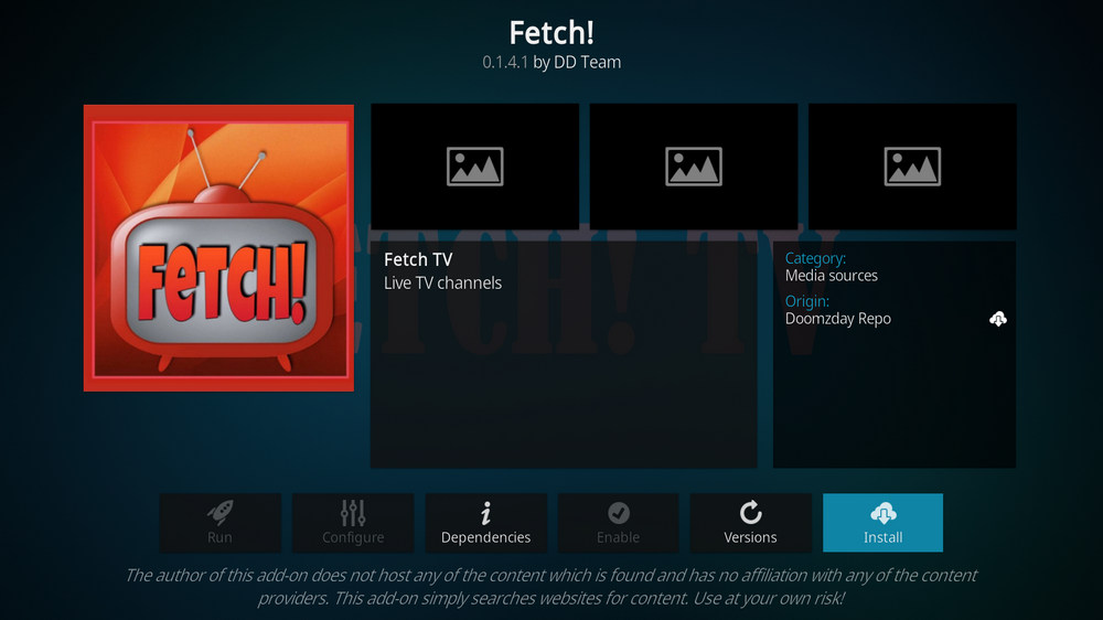 Install Kodi Fetch addon