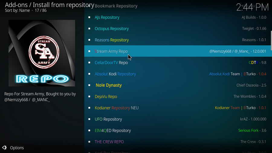 Select Stream Army Repository