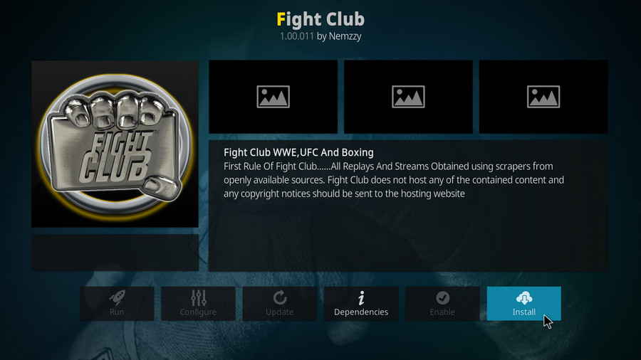 Install Kodi Fight Club addon