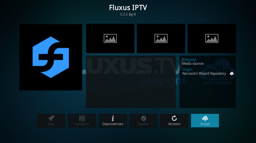 Install Kodi Fluxus IPTV addon