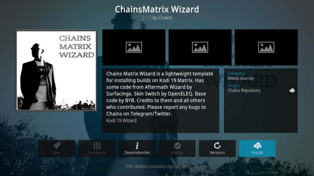 Install Kodi Chains Matrix Wizard addon