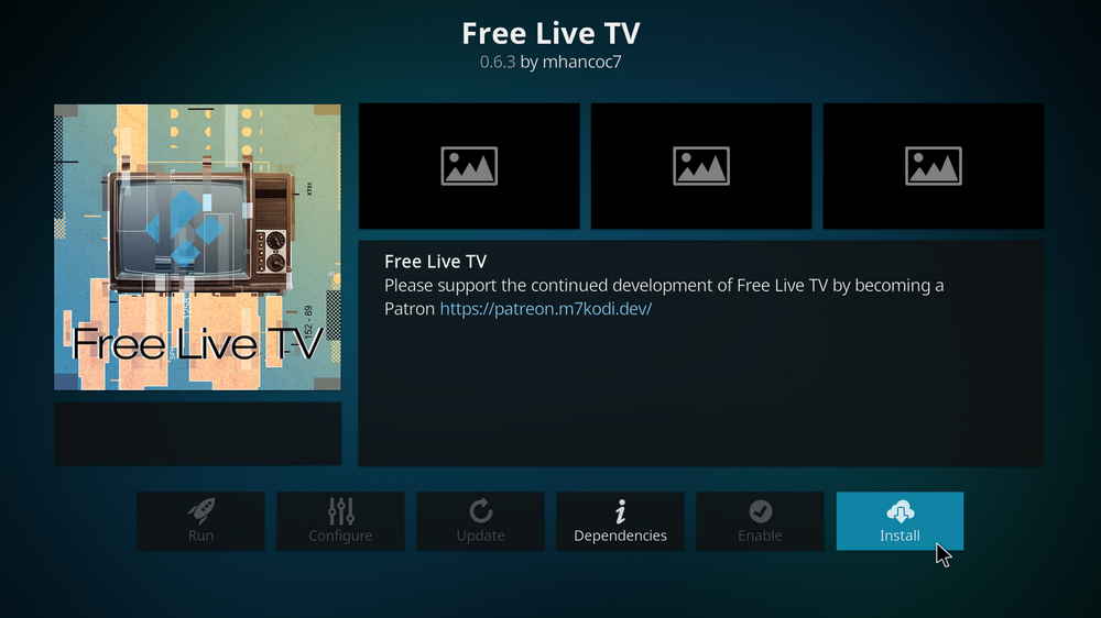 Install Kodi Free Live TV addon
