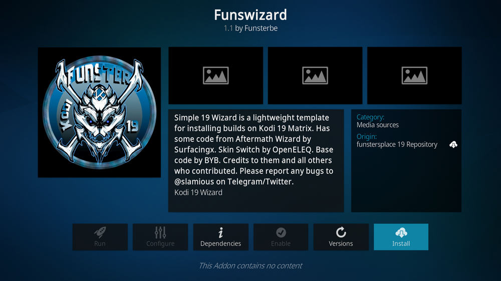 Install Kodi Funstersplace Wizard addon