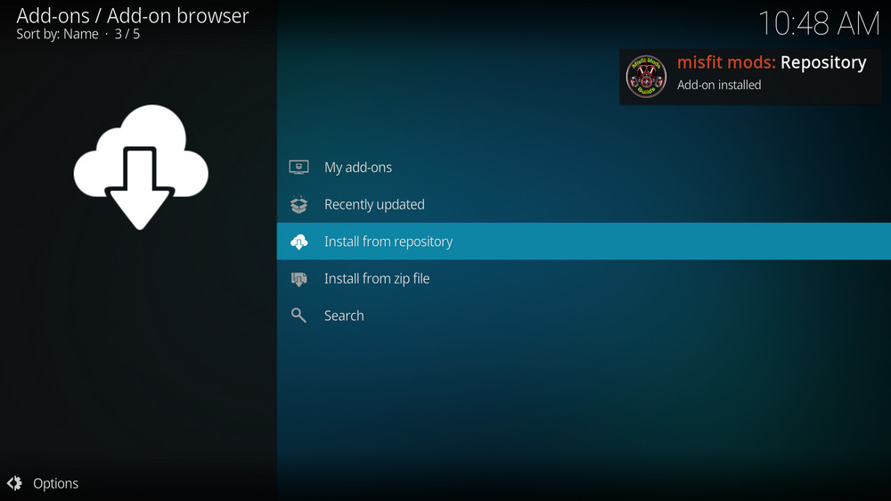 misfit mods: Repository Add-on installed